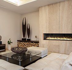Stock Image - Earthcore Gas Fireplace Masonry Fireplace