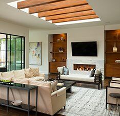 Stock Image - Earthcore Gas Fireplace Masonry Fireplace