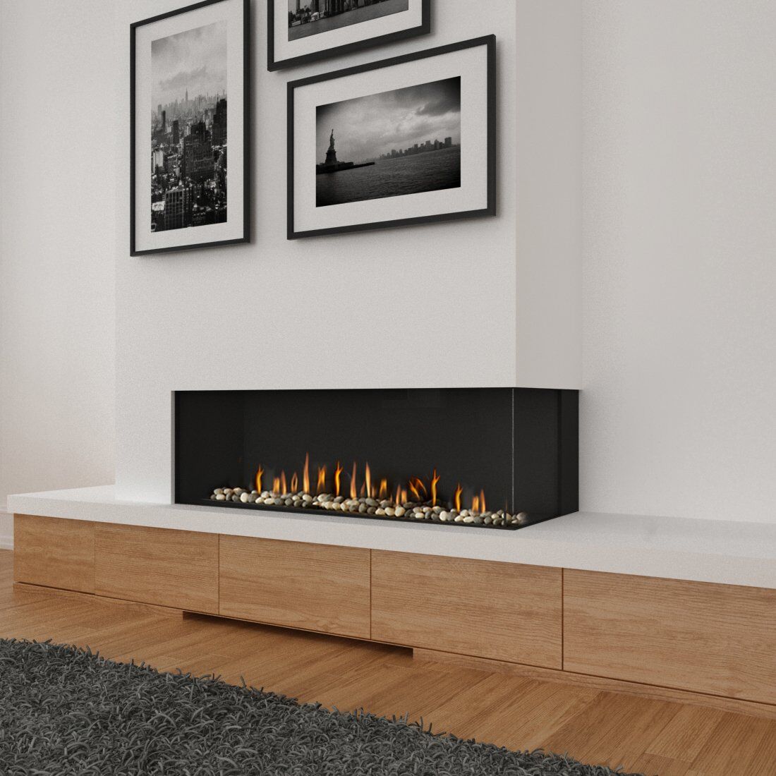 Stock Image - Ortal Gas Fireplace Corner