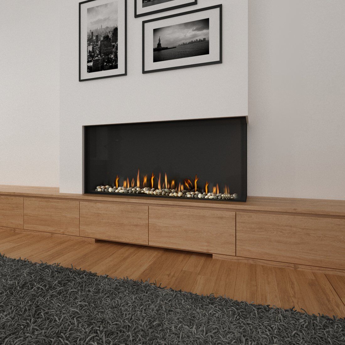 Stock Image - Ortal Gas Fireplace Corner