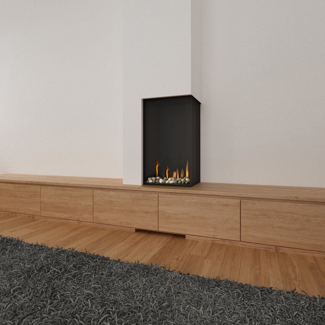 Stock Image - Ortal Gas Fireplace Corner|Portrait