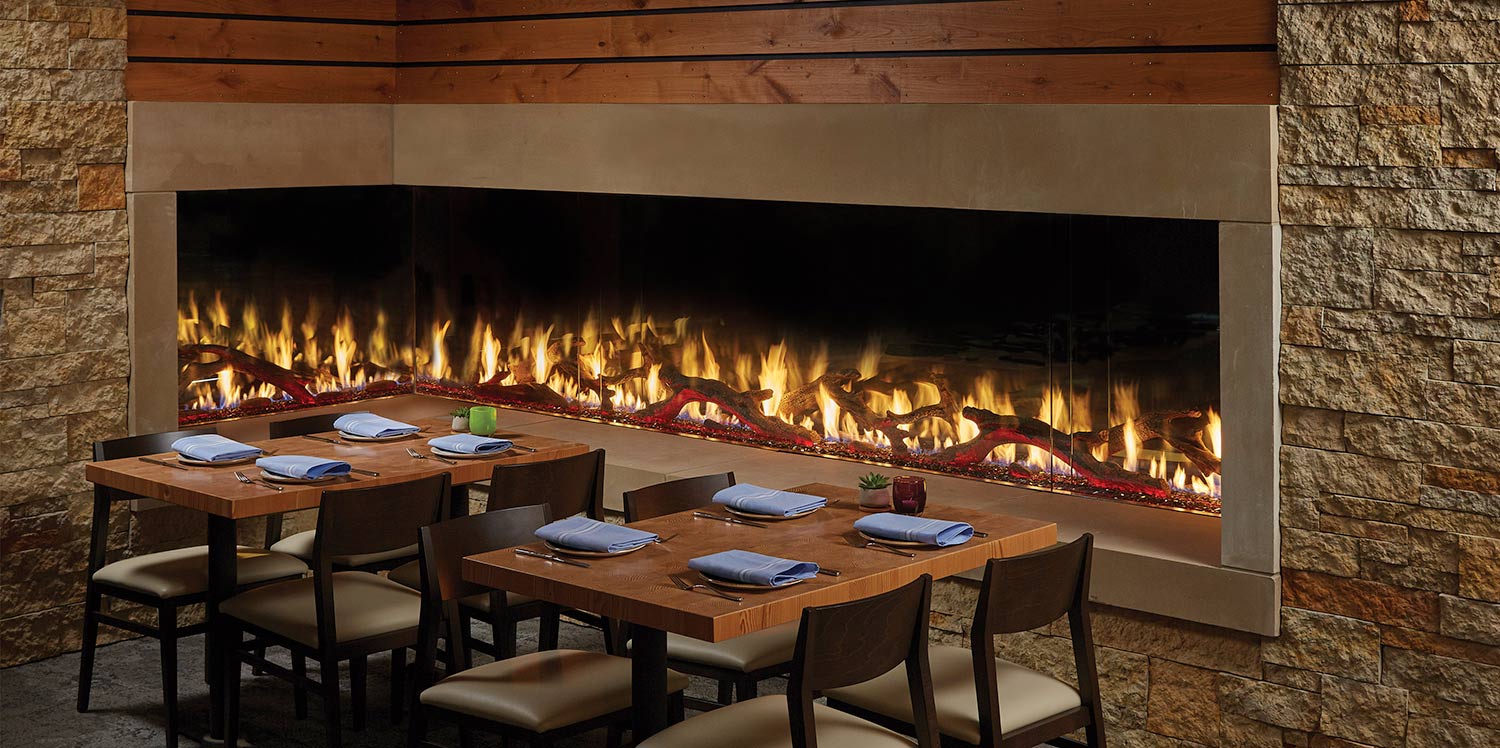 Stock Image - DaVinci Gas Fireplace|Outdoor Fire Linear