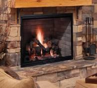 Stock Image - Majestic Wood Fireplace