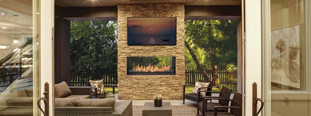 Stock Image - Fire Garden Gas Fireplace|Outdoor Fire Linear|See-Thru